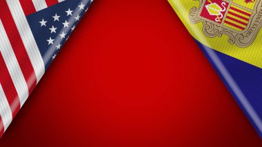 Andorra ve ABD Bayrakları 3D Görüntü