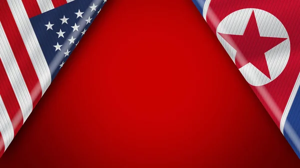 Corea Del Norte Estados Unidos Estados Unidos América Banderas Ilustración —  Fotos de Stock