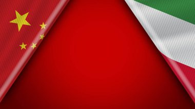 İtalya ve Çin Çin Bayrakları 3D Görüntü
