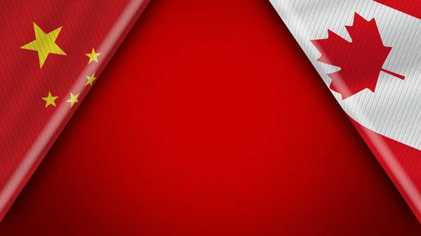Canada China Chinese Flags Illustration — стокове фото