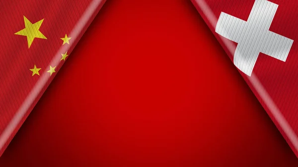 Švýcarsko Čína Čínské Vlajky Ilustrace — Stock fotografie