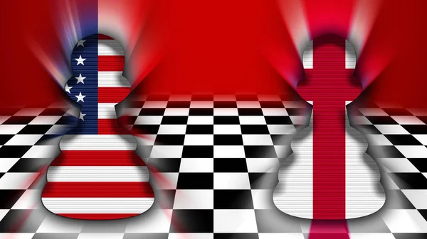 England United States America Flag Chessboard Pawn Concept Illustration — Stock Photo, Image