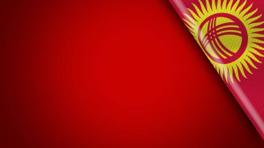 Kırgızistan ve Kızıl Arkaplan 3D İllüstrasyon. Tarihi bayrak