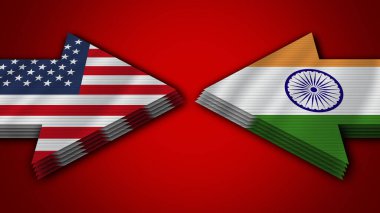 Hindistan, Amerika Birleşik Devletleri 'ne Karşı Ok Bayrakları 3D Görüntü