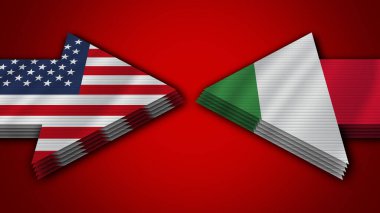 İtalya, Amerika Birleşik Devletleri 'ne Karşı. Arrow Bayrakları 3D Görüntü