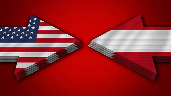 Rakousko Spojené Státy Americké Arrow Flags Illustration — Stock fotografie