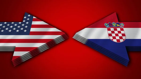 Хорватія Проти Сполучених Штатів Америки Стріла Прапори Ілюстрація — стокове фото