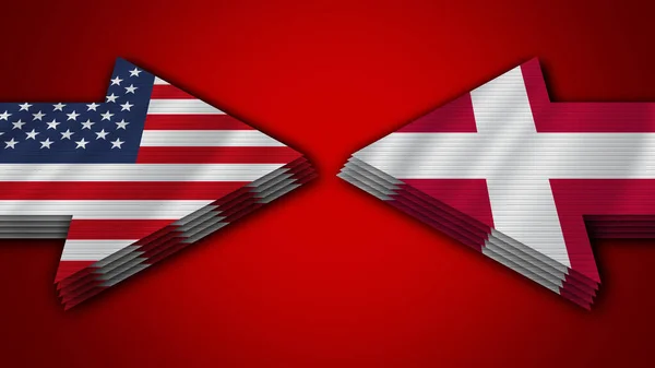 Dánsko Spojené Státy Americké Arrow Flags Illustration — Stock fotografie