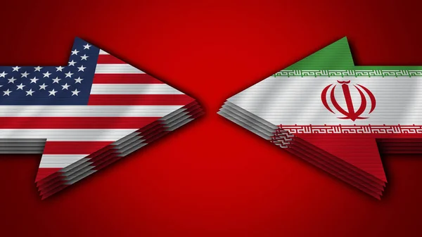 Іран Проти Сполучених Штатів Америки Стріла Прапори Ілюстрація — стокове фото