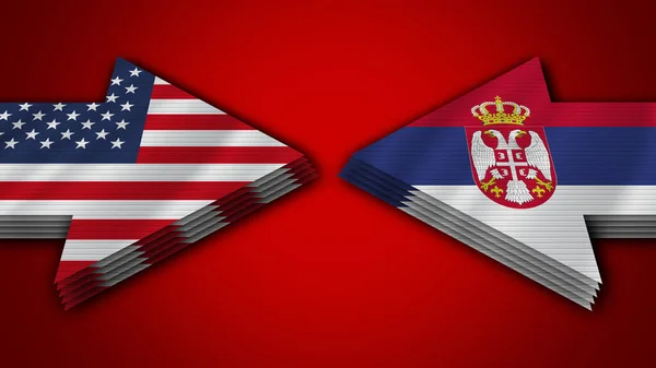 Serbia Stany Zjednoczone Ameryki Arrow Flags Ilustracja — Zdjęcie stockowe