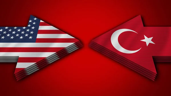Туреччина Проти Сполучених Штатів Америки Стріла Flags Ілюстрація — стокове фото