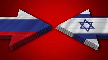 İsrail, Rusya 'ya Karşı Ok Bayrakları 3D Görüntü