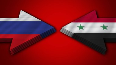 Suriye Rusya 'ya Karşı Ok Bayrakları 3D Görüntü