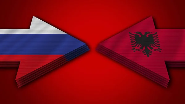 Albánia Oroszország Arrow Flags Illusztráció — Stock Fotó