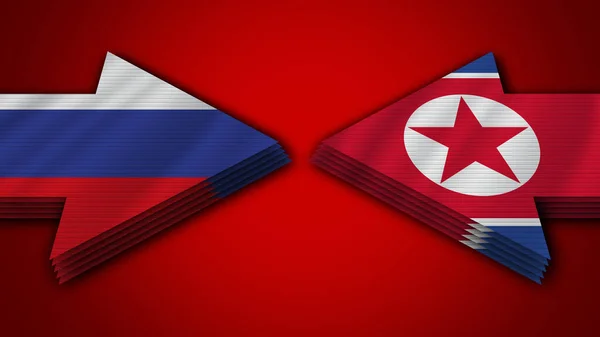 Severní Korea Rusko Šipky Vlajky Ilustrace — Stock fotografie