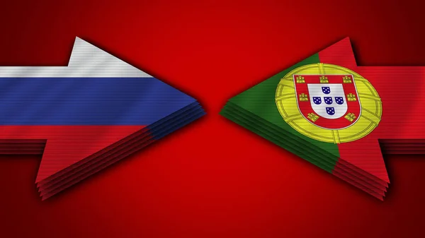 Portugalia Rosja Flagi Strzałek Ilustracja — Zdjęcie stockowe