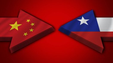 Şili Çin 'e Karşı Ok Bayrakları 3D Görüntü