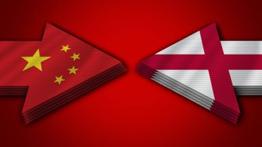 İngiltere Çin 'e Karşı Ok Bayrakları 3D Görüntü
