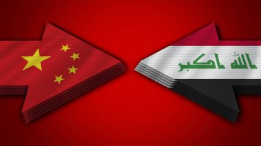 Irak Çin 'e Karşı Ok Bayrakları 3D Görüntü