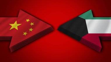 Kuveyt Çin 'e Karşı Ok Bayrakları 3D Görüntü