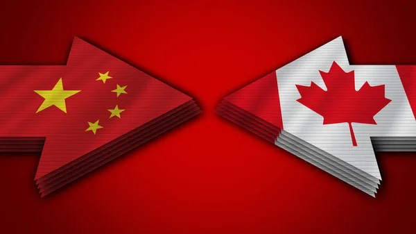 Canada China Arrow Flags Illustration — стокове фото