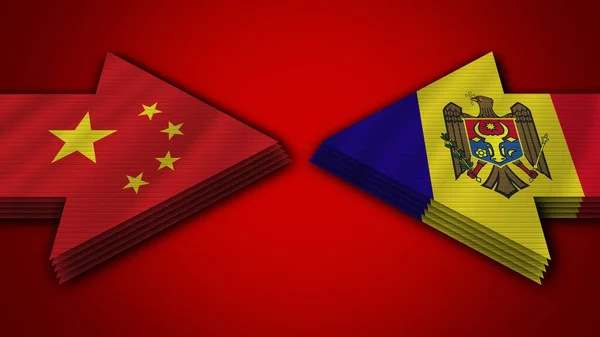 Moldavië China Pijl Vlaggen Illustratie — Stockfoto