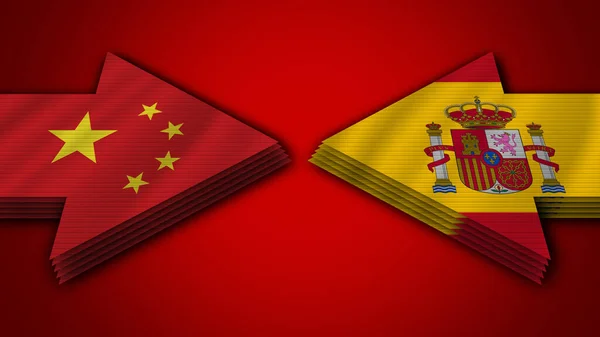 Hiszpania Chiny Arrow Flags Ilustracja — Zdjęcie stockowe