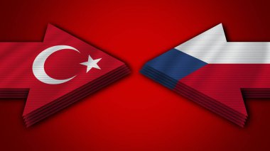 Çek Cumhuriyeti Türkiye 'ye Karşı Türk Arrow Bayrakları 3D Görüntü