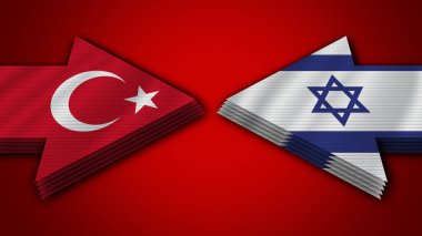 İsrail Türkiye 'ye Karşı Türk Arrow Bayrakları 3D Görüntü