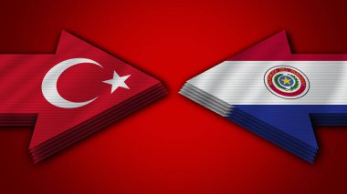Paraguay Türkiye 'ye Karşı Türk Bayrakları 3D Görüntü