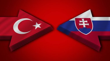 Slovakya Türkiye 'ye Karşı Türk Arrow Bayrakları 3D Görüntü