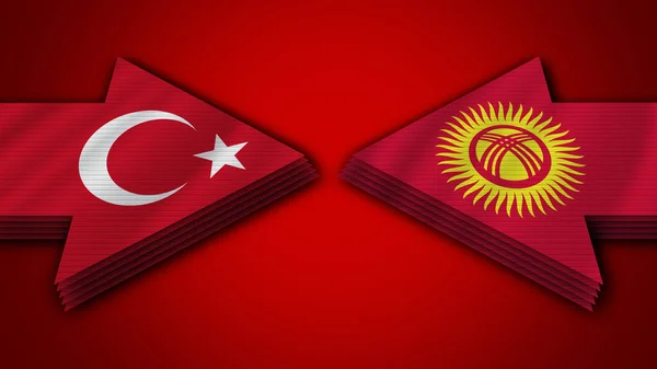 Kirgistan Turcja Tureckie Flagi Strzałek Ilustracja — Zdjęcie stockowe