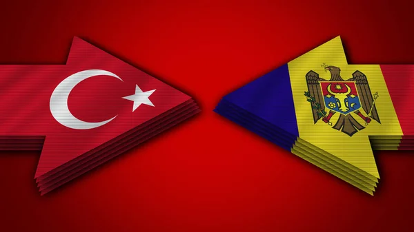 Moldova诉土耳其箭旗3D说明 — 图库照片