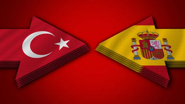 Espanha Turquia Bandeiras Seta Turca Ilustração — Fotografia de Stock