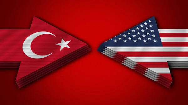 Сполучені Штати Америки Проти Туреччини Turkish Arrow Flags Illustration — стокове фото