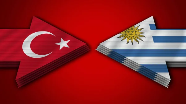 Ουρουγουάη Εναντίον Τουρκίας Σημαίες Τουρκικού Βέλους Εικονογράφηση — Φωτογραφία Αρχείου