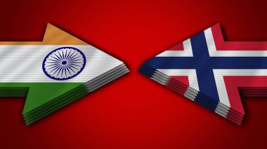 Norveç Hindistan 'a Karşı Hint Arrow Bayrakları 3D Görüntü
