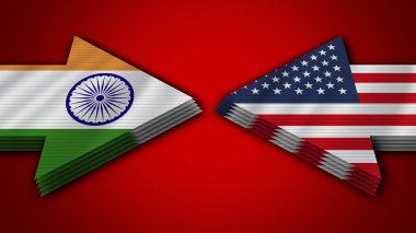 Amerika Birleşik Devletleri Hindistan 'a Karşı Hint Arrow Bayrakları 3D Görüntü