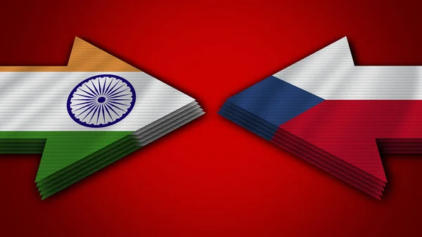 Чешская Республика Против Индии Индийские Флаги Стрелами Иллюстрация — стоковое фото