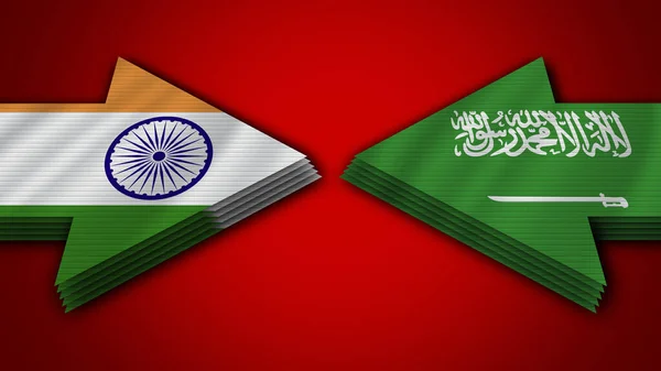 Arabia Saudita India Indiano Freccia Bandiere Illustrazione — Foto Stock