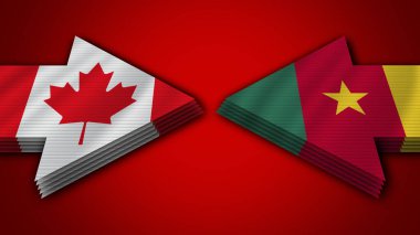 Kamerun Kanada 'ya Karşı Ok Bayrakları 3D Görüntü