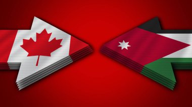 Ürdün - Kanada Ok Bayrakları 3D Görüntü