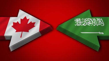 Suudi Arabistan Kanada 'ya Karşı Ok Bayrakları 3D Görüntü