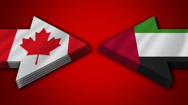 Birleşik Arap Emirlikleri Kanada 'ya Karşı Ok Bayrakları 3D Görüntü