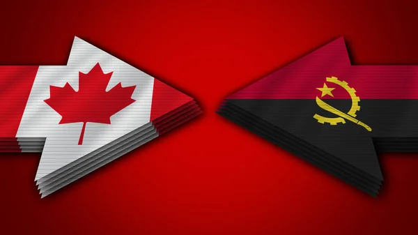 Angola vs Canadá Banderas de flecha Ilustración 3D —  Fotos de Stock