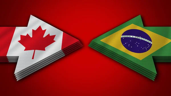 巴西诉加拿大箭旗3D说明 — 图库照片