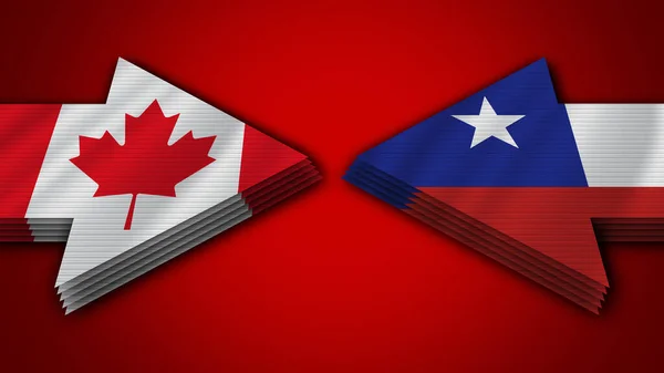 Chile vs Canadá Banderas de Flecha Ilustración 3D —  Fotos de Stock