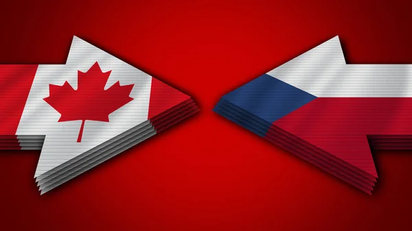 République tchèque vs Canada Flèche Drapeaux Illustration 3D — Photo