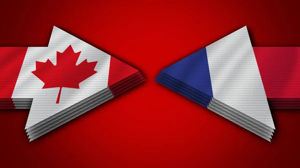 França vs Canadá Bandeiras de seta Ilustração 3D — Fotografia de Stock