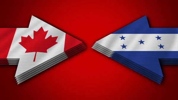 Honduras vs Canadá Bandeiras de seta Ilustração 3D — Fotografia de Stock